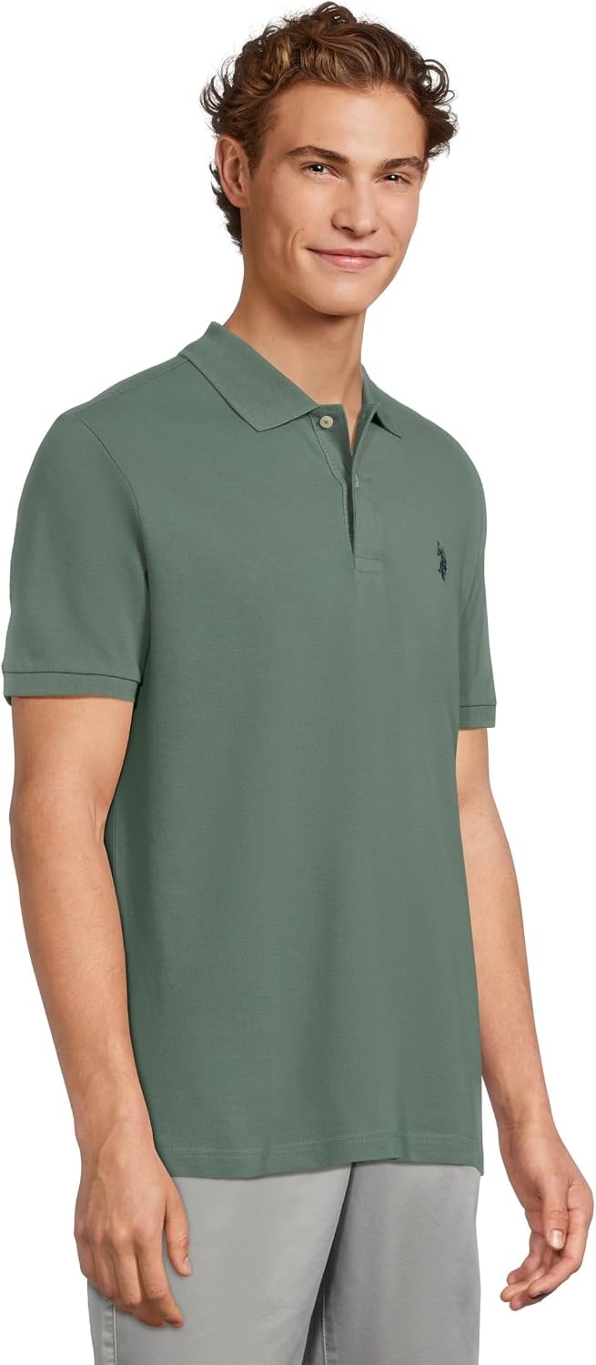image:imageUS Polo Assn Mens Classic Polo Shirt TwoButton Closure Pique Polo Shirt Summer Fashion Golf ShirtEvening Cactus