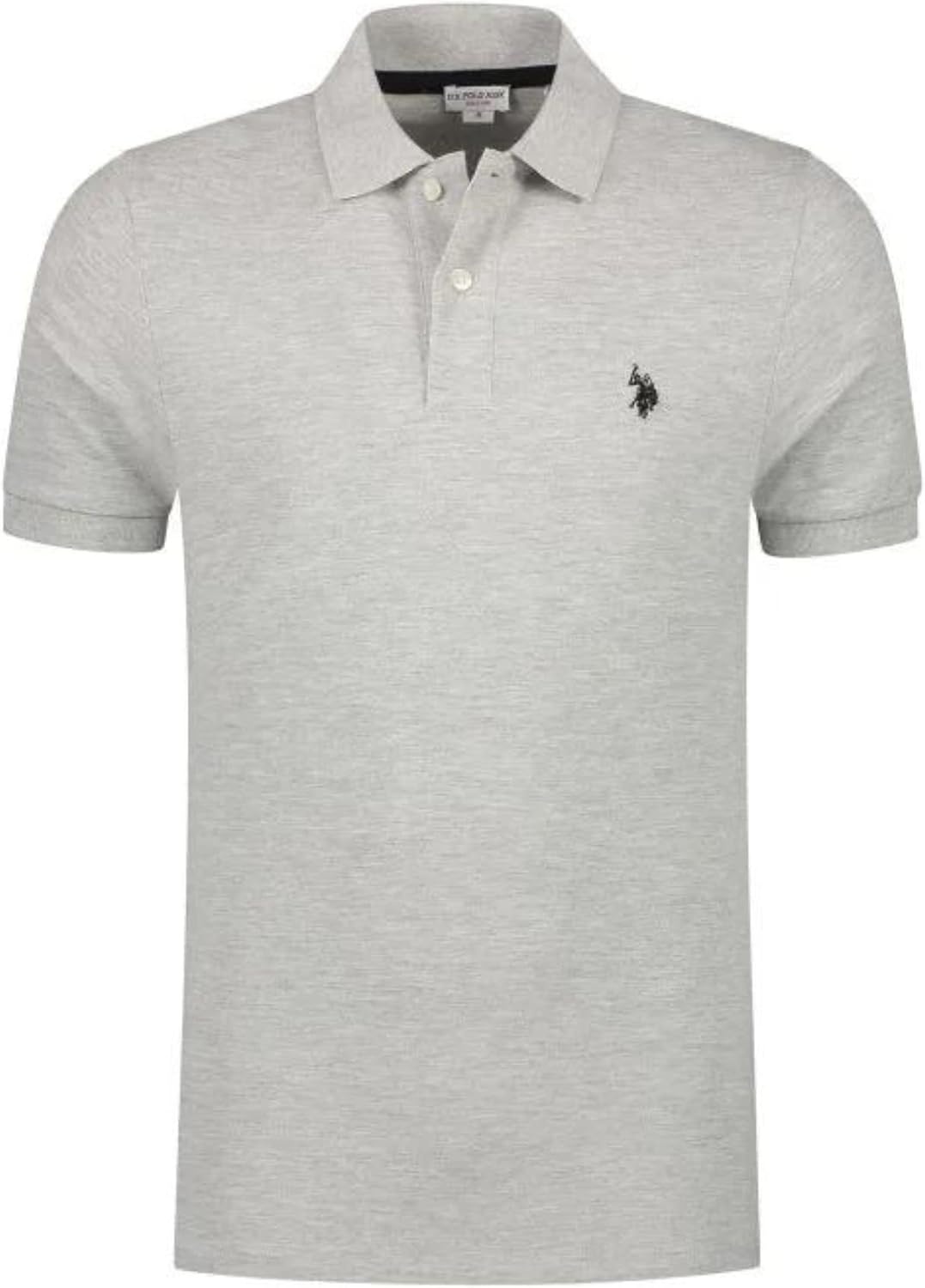 image:imageUS Polo Assn Mens Classic Polo Shirt TwoButton Closure Pique Polo Shirt Summer Fashion Golf ShirtHeather Grey