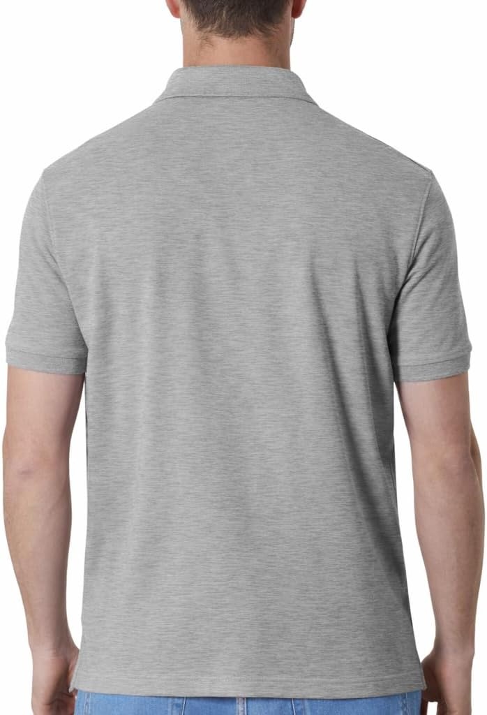 image:imageUS Polo Assn Mens Classic Polo Shirt TwoButton Closure Pique Polo Shirt Summer Fashion Golf ShirtHeather Grey