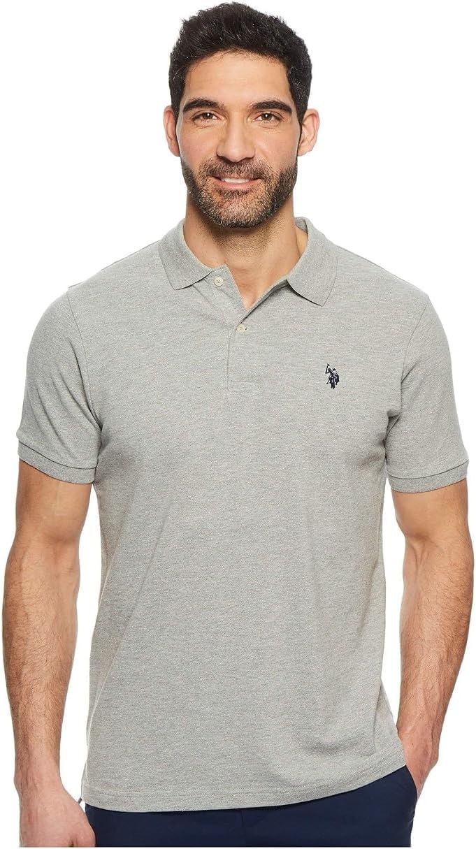 image:imageUS Polo Assn Mens Classic Polo Shirt TwoButton Closure Pique Polo Shirt Summer Fashion Golf ShirtHeather GreyWhiteBlack