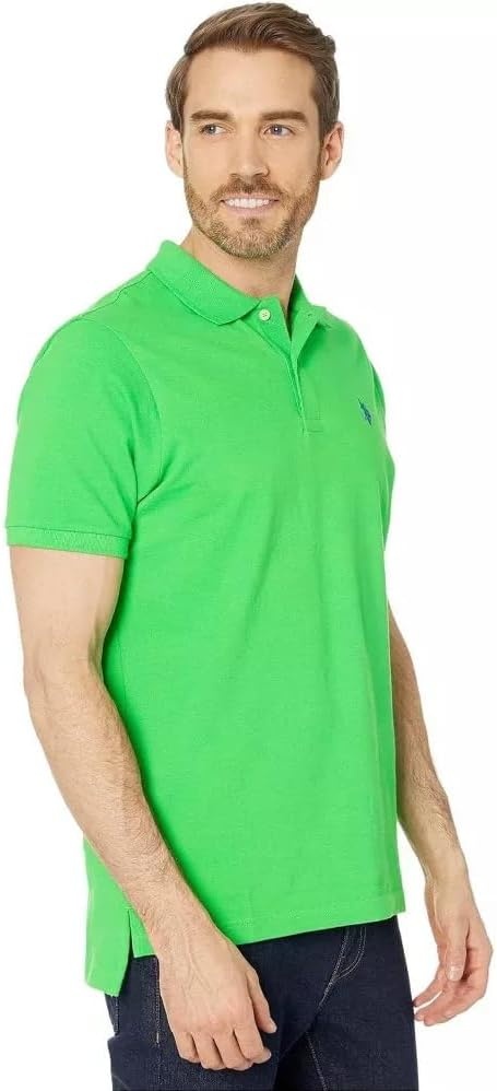 image:imageUS Polo Assn Mens Classic Polo Shirt TwoButton Closure Pique Polo Shirt Summer Fashion Golf ShirtHockney Green