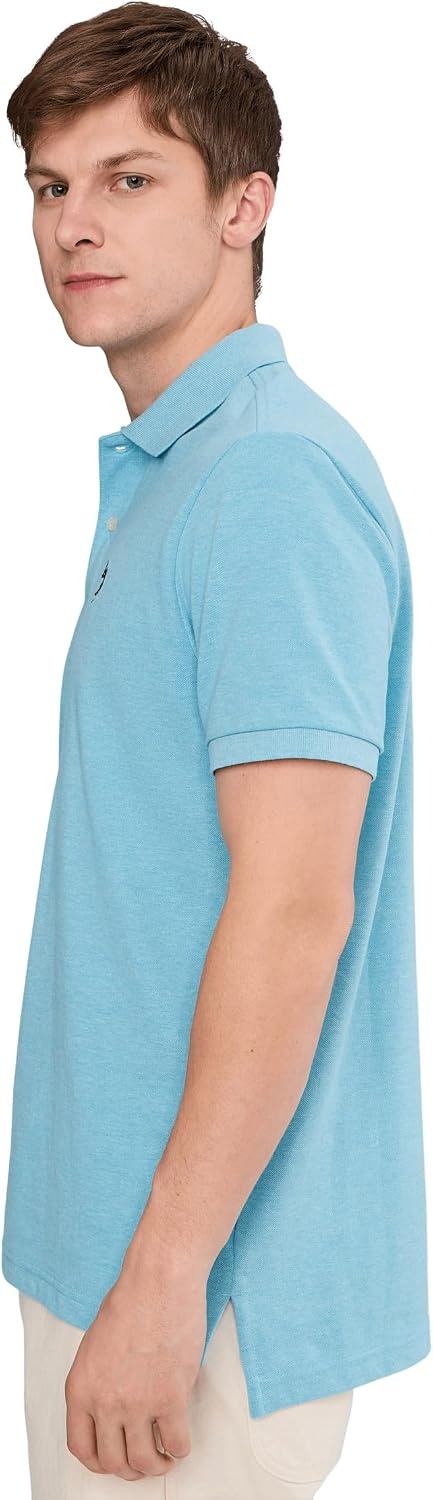 image:imageUS Polo Assn Mens Classic Polo Shirt TwoButton Closure Pique Polo Shirt Summer Fashion Golf ShirtHorizon Blue Heather