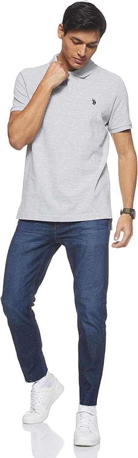 image:imageUS Polo Assn Mens Classic Polo Shirt TwoButton Closure Pique Polo Shirt Summer Fashion Golf ShirtLight Heather Gray