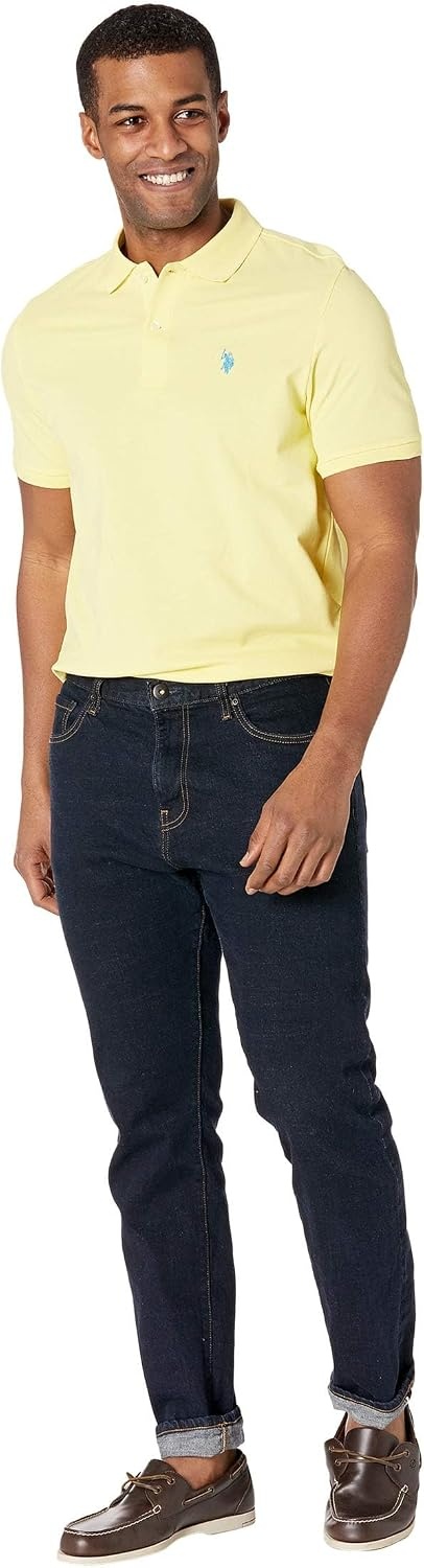 image:imageUS Polo Assn Mens Classic Polo Shirt TwoButton Closure Pique Polo Shirt Summer Fashion Golf ShirtLime Light