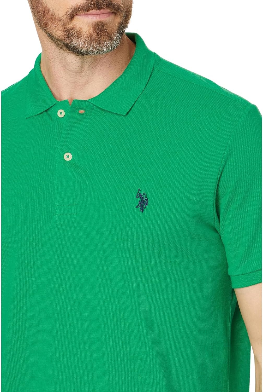 image:imageUS Polo Assn Mens Classic Polo Shirt TwoButton Closure Pique Polo Shirt Summer Fashion Golf ShirtMedium Green Heather