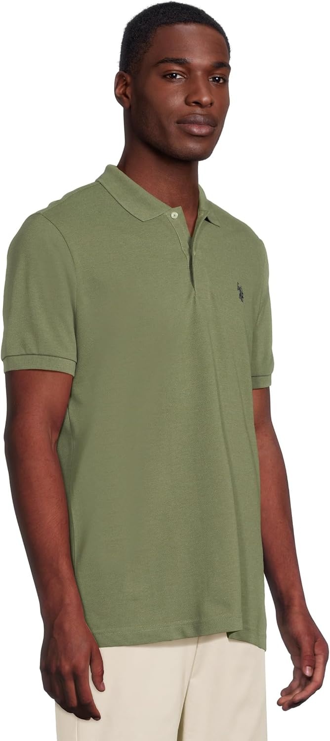 image:imageUS Polo Assn Mens Classic Polo Shirt TwoButton Closure Pique Polo Shirt Summer Fashion Golf ShirtMoss Mountain Heather
