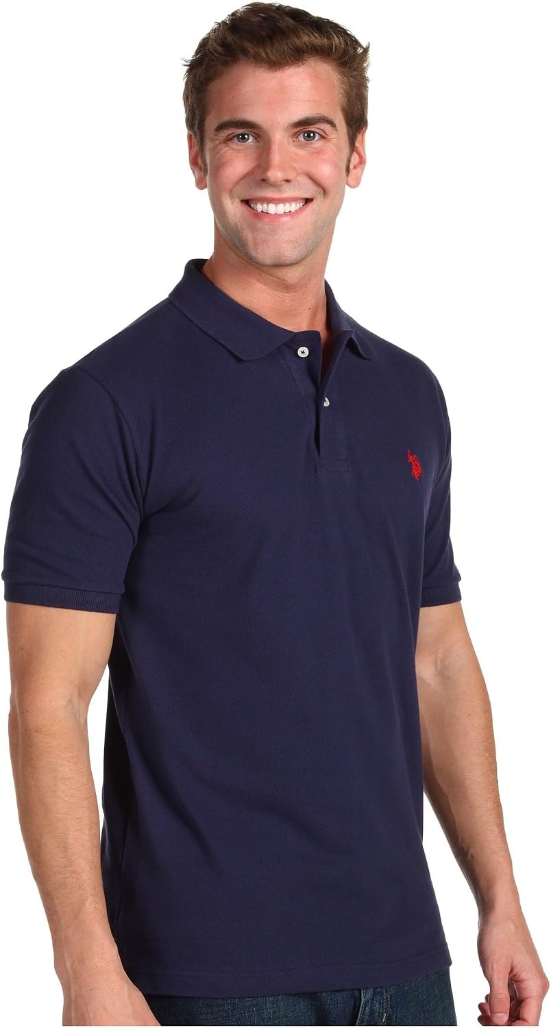 image:imageUS Polo Assn Mens Classic Polo Shirt TwoButton Closure Pique Polo Shirt Summer Fashion Golf ShirtNavy