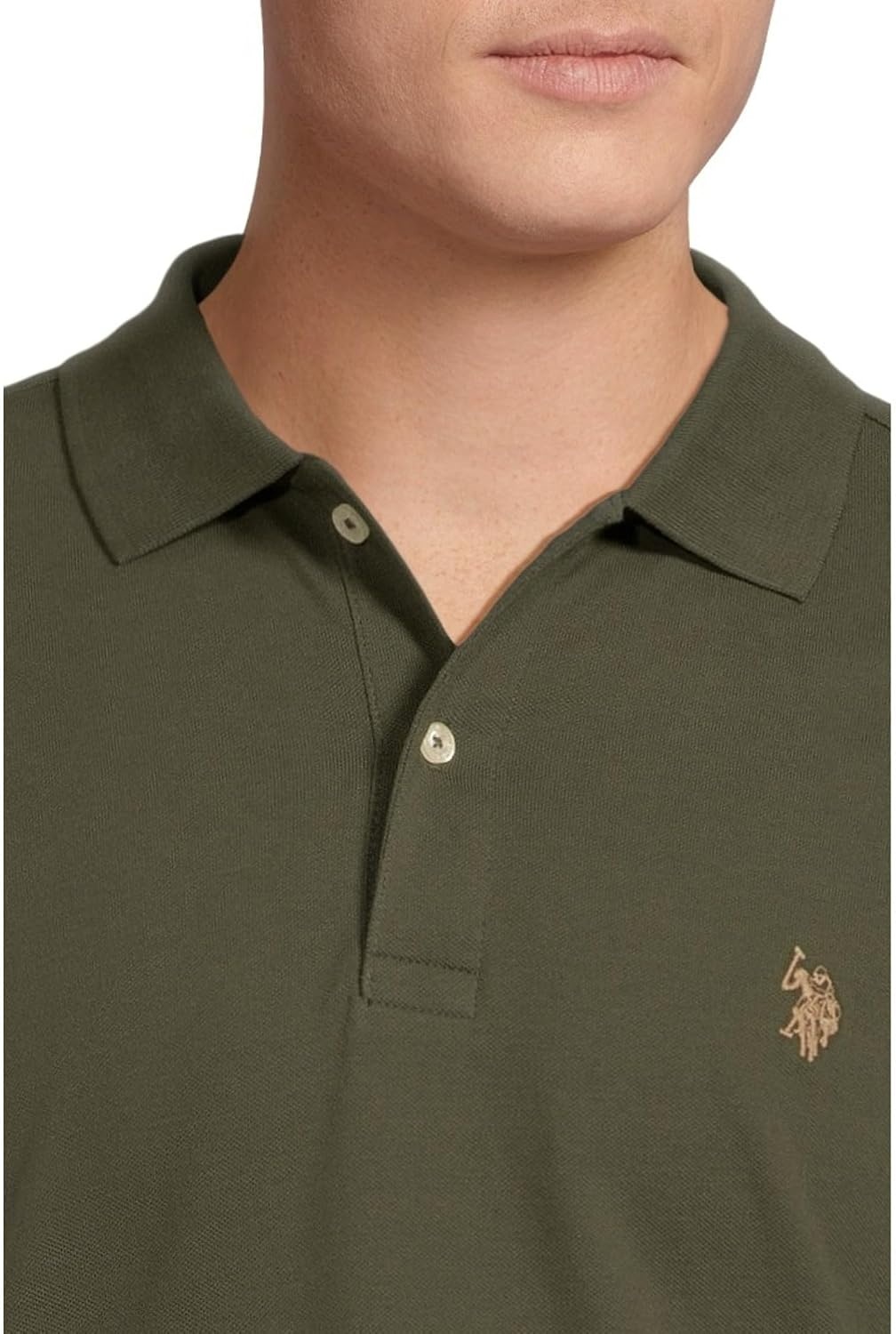 image:imageUS Polo Assn Mens Classic Polo Shirt TwoButton Closure Pique Polo Shirt Summer Fashion Golf ShirtOlive Trail