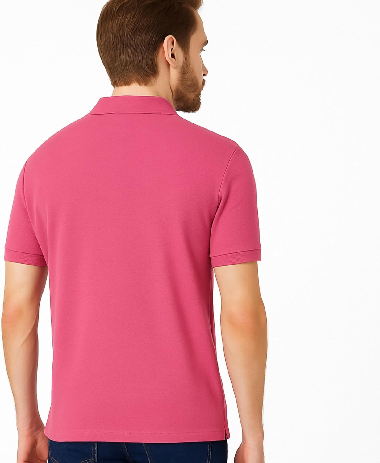 image:imageUS Polo Assn Mens Classic Polo Shirt TwoButton Closure Pique Polo Shirt Summer Fashion Golf ShirtPink Moon