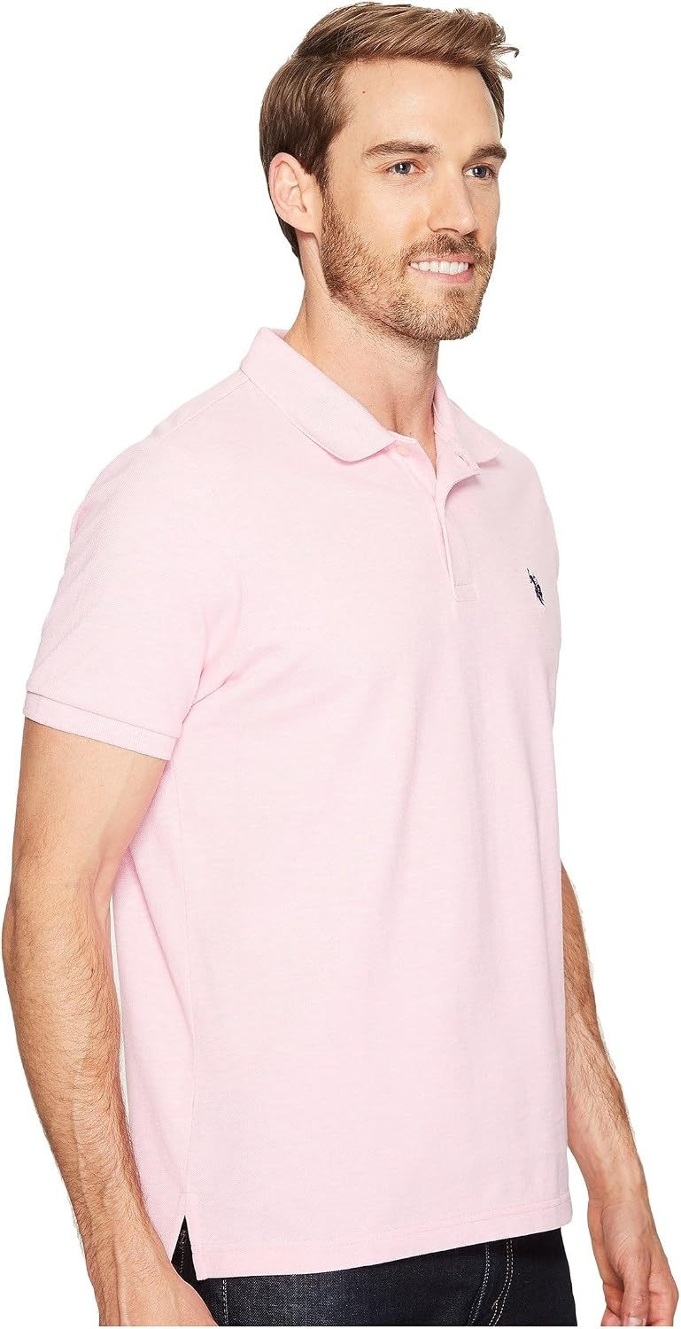image:imageUS Polo Assn Mens Classic Polo Shirt TwoButton Closure Pique Polo Shirt Summer Fashion Golf ShirtPink Sunset Heather