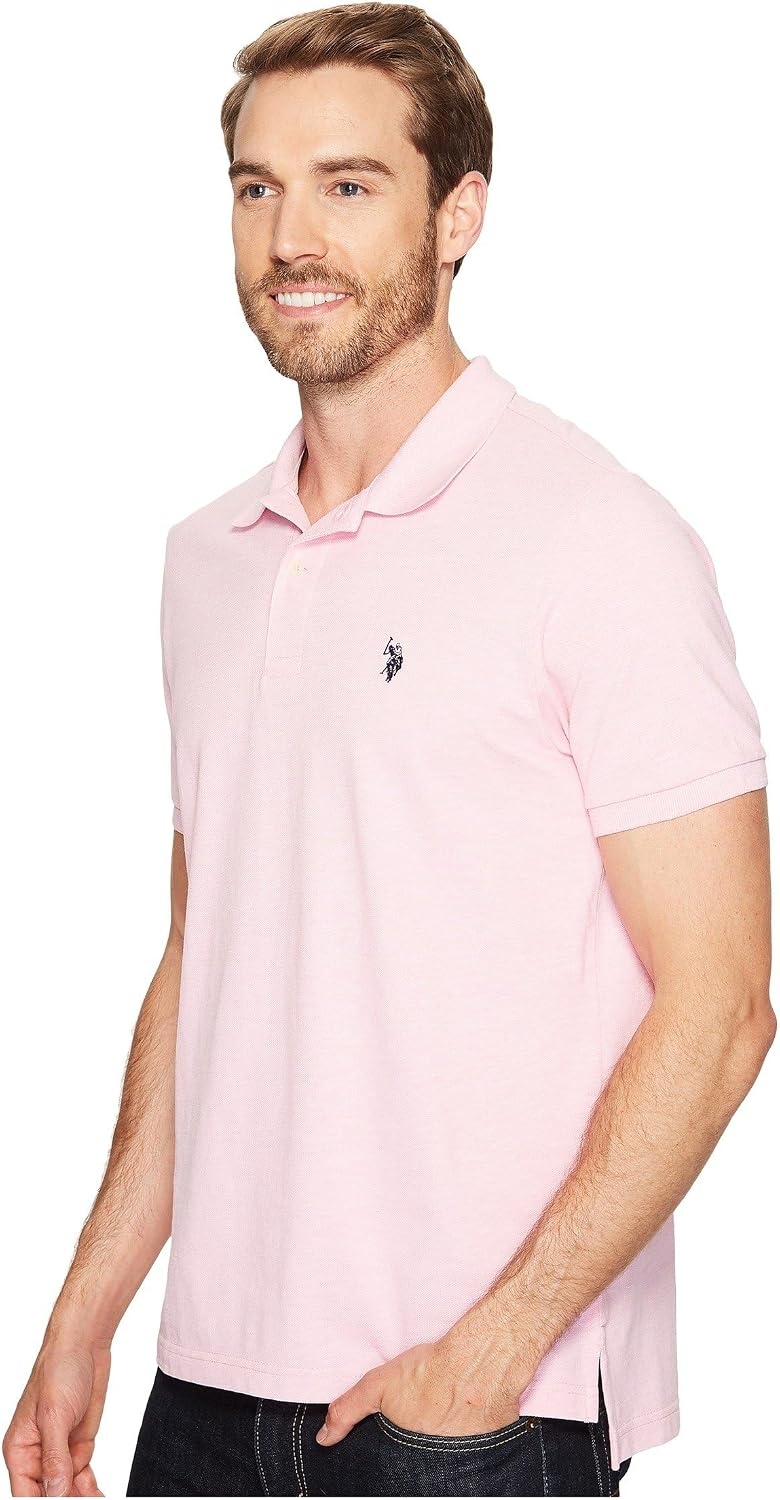 image:imageUS Polo Assn Mens Classic Polo Shirt TwoButton Closure Pique Polo Shirt Summer Fashion Golf ShirtPink Sunset Heather
