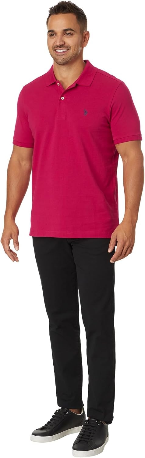 image:imageUS Polo Assn Mens Classic Polo Shirt TwoButton Closure Pique Polo Shirt Summer Fashion Golf ShirtRaspberry Vine