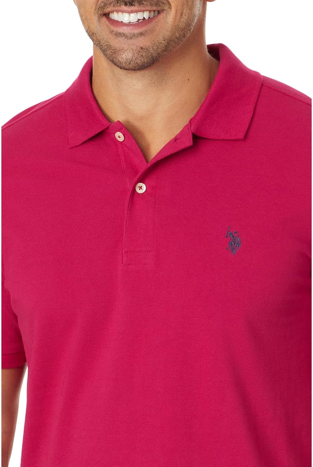 image:imageUS Polo Assn Mens Classic Polo Shirt TwoButton Closure Pique Polo Shirt Summer Fashion Golf ShirtRaspberry Vine