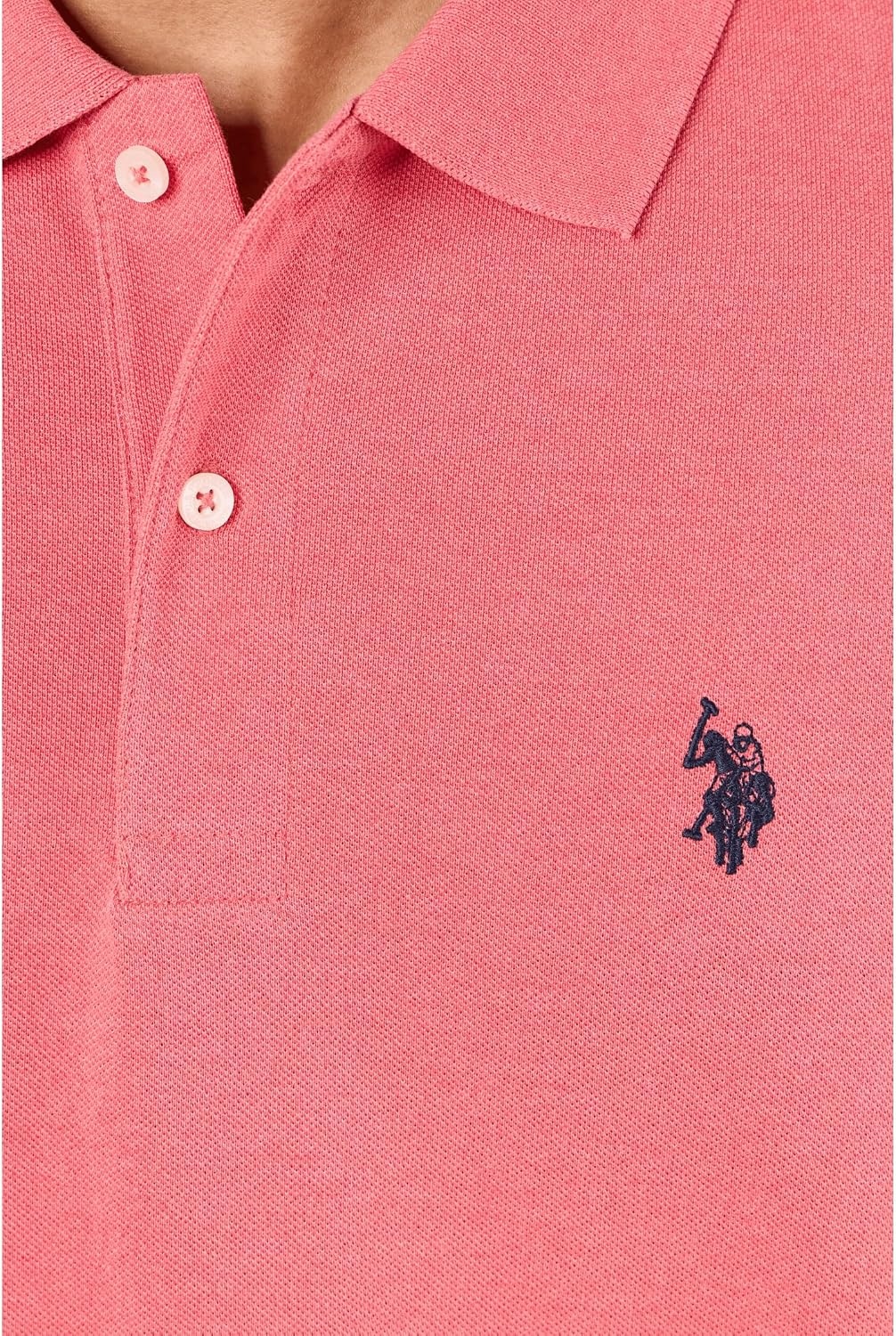 image:imageUS Polo Assn Mens Classic Polo Shirt TwoButton Closure Pique Polo Shirt Summer Fashion Golf ShirtRed Sky Heather