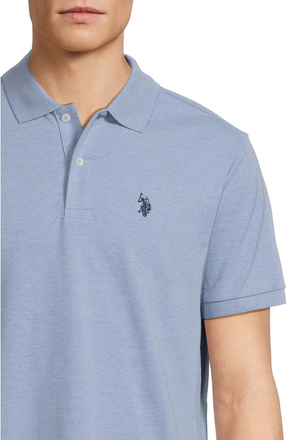image:imageUS Polo Assn Mens Classic Polo Shirt TwoButton Closure Pique Polo Shirt Summer Fashion Golf ShirtSedona Blue Heather