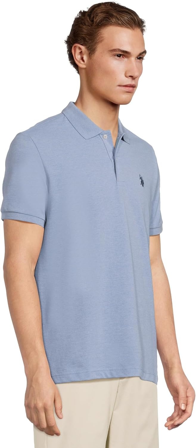 image:imageUS Polo Assn Mens Classic Polo Shirt TwoButton Closure Pique Polo Shirt Summer Fashion Golf ShirtSedona Blue Heather
