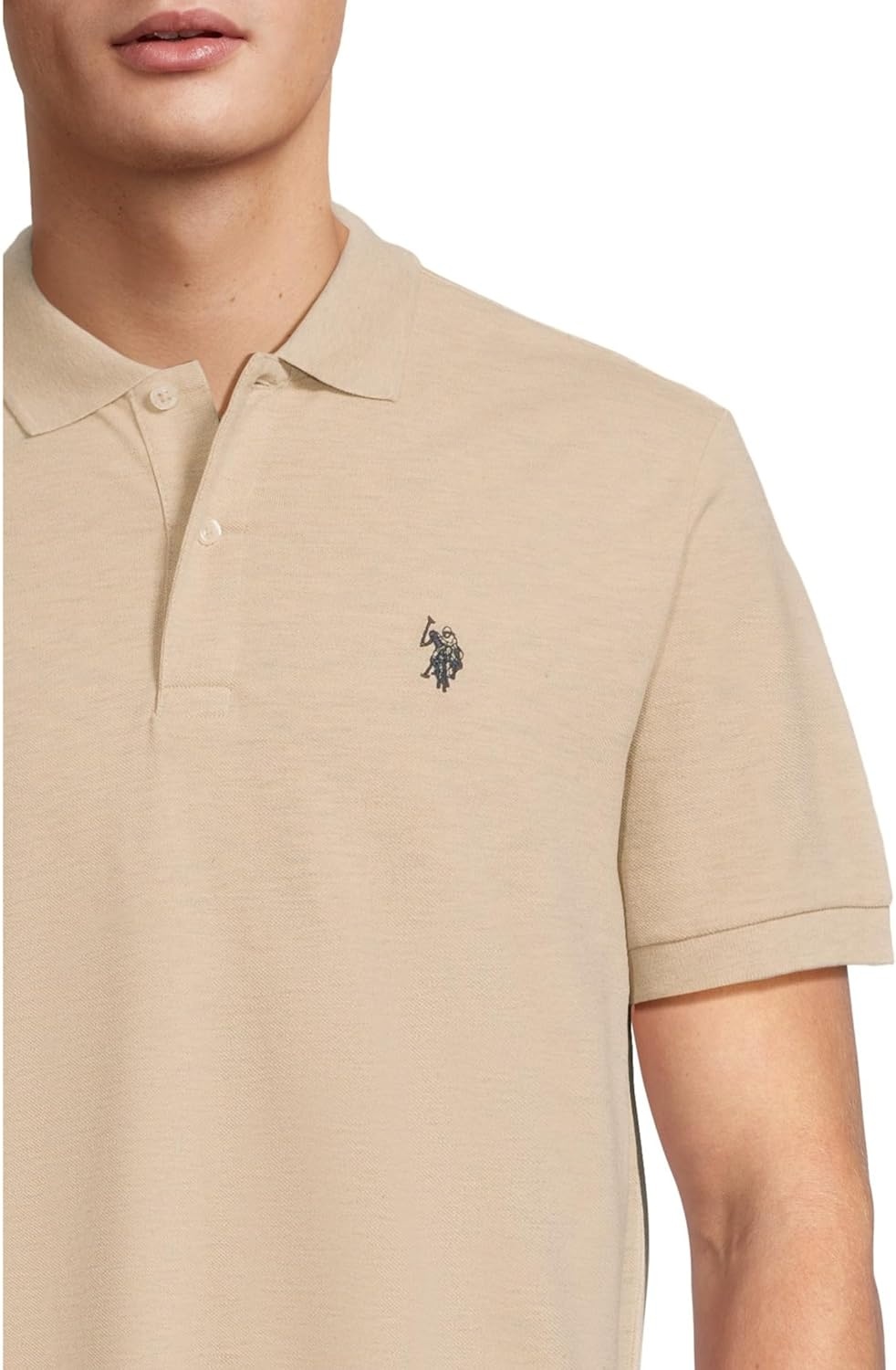 image:imageUS Polo Assn Mens Classic Polo Shirt TwoButton Closure Pique Polo Shirt Summer Fashion Golf ShirtSour Dough Heather