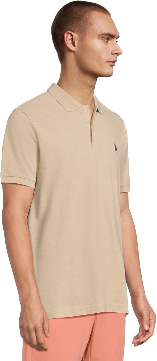 image:imageUS Polo Assn Mens Classic Polo Shirt TwoButton Closure Pique Polo Shirt Summer Fashion Golf ShirtSour Dough Heather
