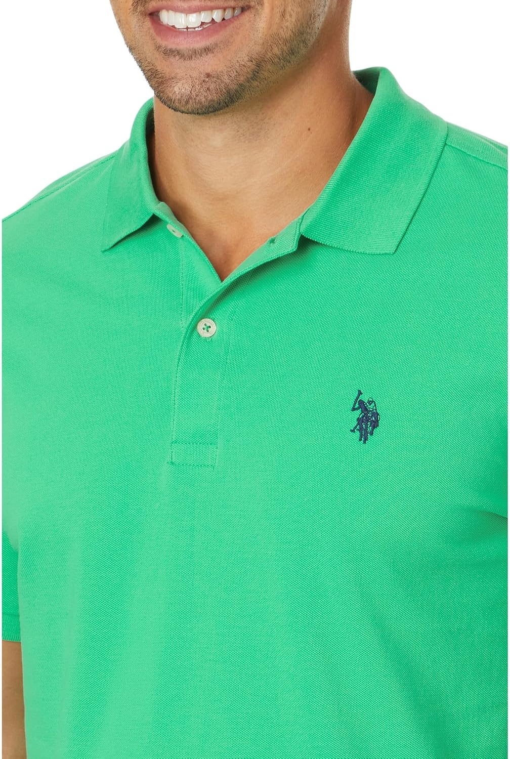 image:imageUS Polo Assn Mens Classic Polo Shirt TwoButton Closure Pique Polo Shirt Summer Fashion Golf ShirtSpearmint Leaf
