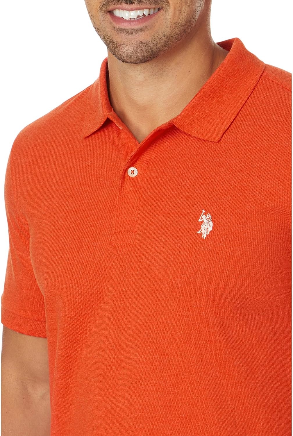 image:imageUS Polo Assn Mens Classic Polo Shirt TwoButton Closure Pique Polo Shirt Summer Fashion Golf ShirtTangerine Heather