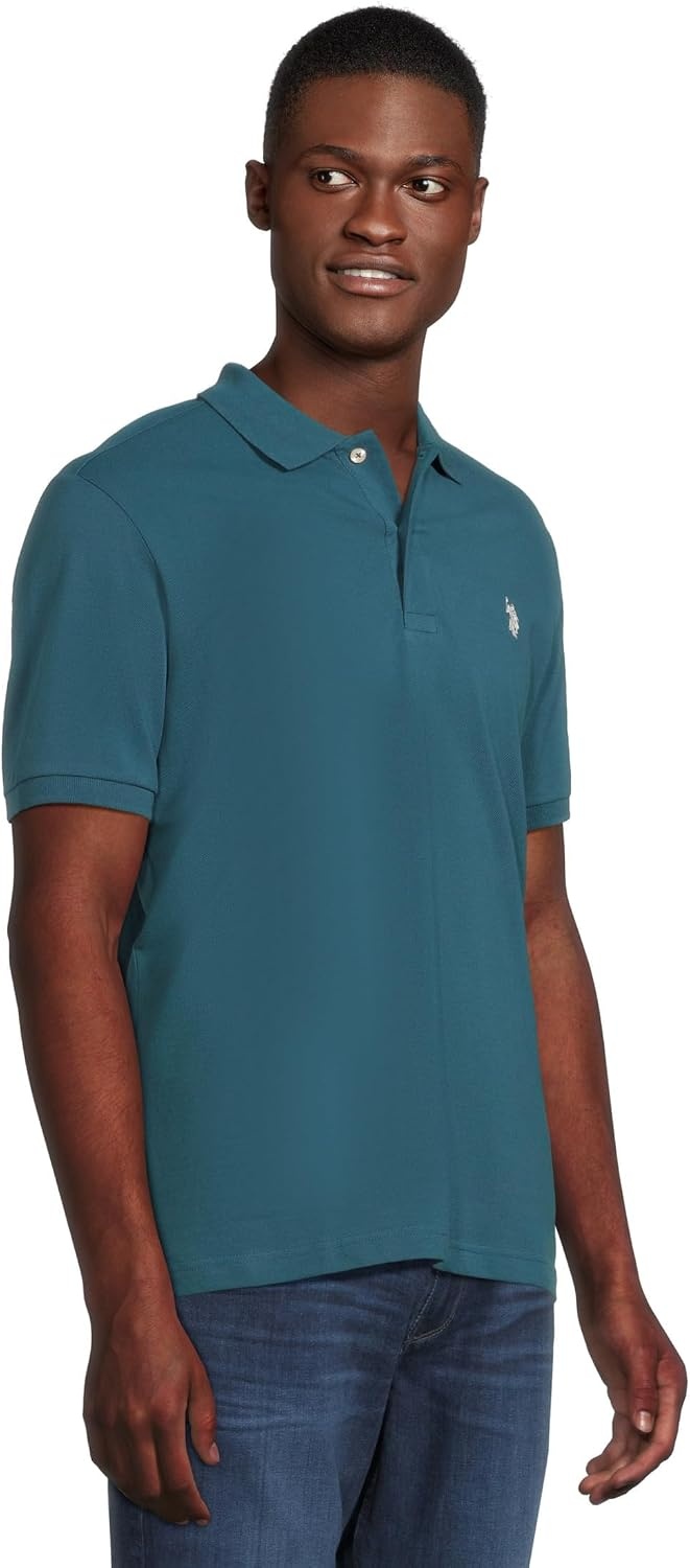 image:imageUS Polo Assn Mens Classic Polo Shirt TwoButton Closure Pique Polo Shirt Summer Fashion Golf ShirtTeal River