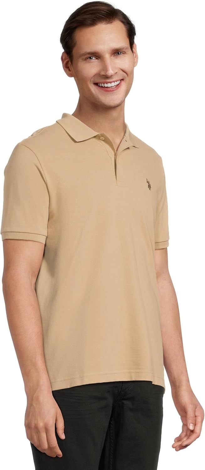 image:imageUS Polo Assn Mens Classic Polo Shirt TwoButton Closure Pique Polo Shirt Summer Fashion Golf ShirtTribeca Khaki