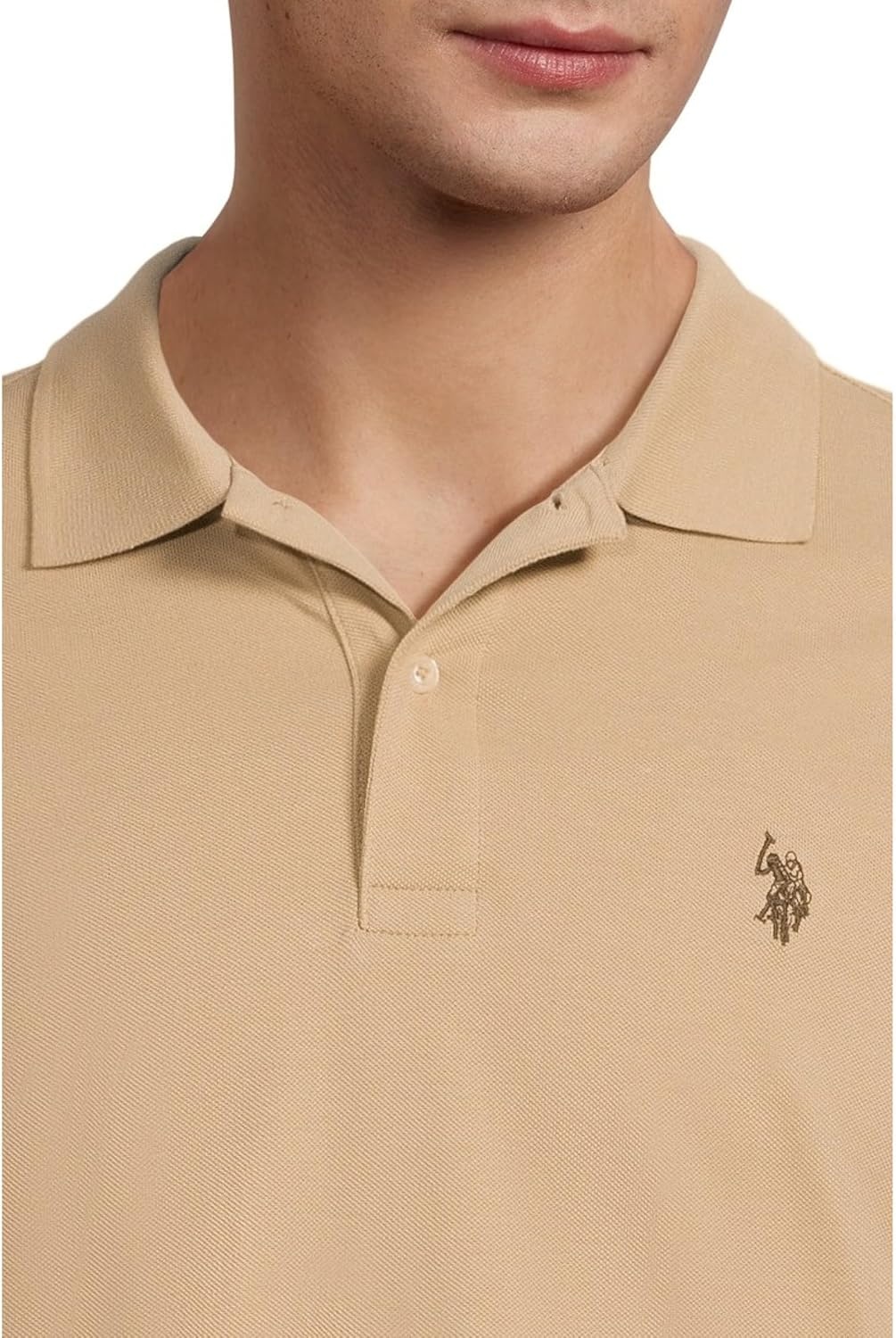 image:imageUS Polo Assn Mens Classic Polo Shirt TwoButton Closure Pique Polo Shirt Summer Fashion Golf ShirtTribeca Khaki