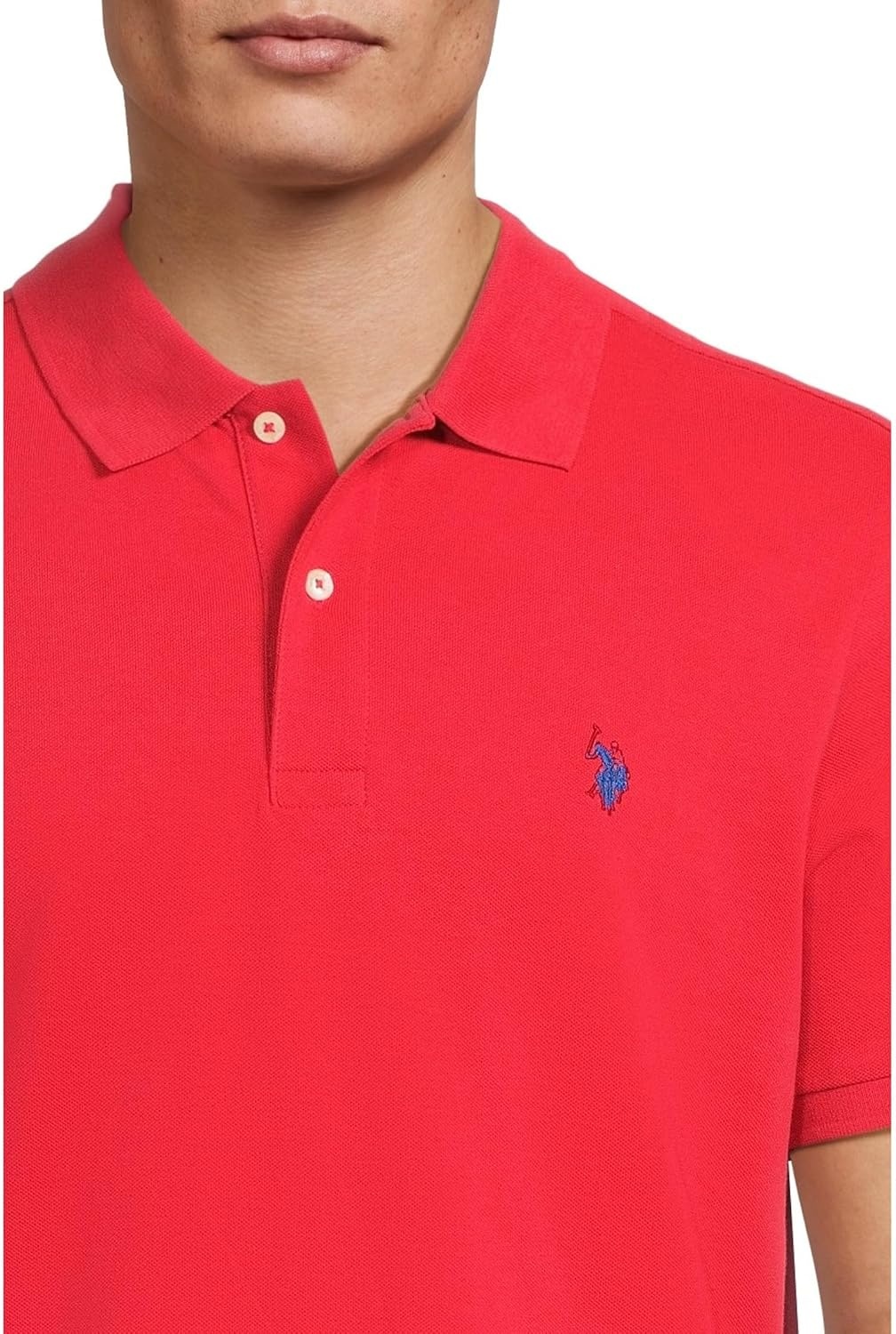 image:imageUS Polo Assn Mens Classic Polo Shirt TwoButton Closure Pique Polo Shirt Summer Fashion Golf ShirtUpstate Red