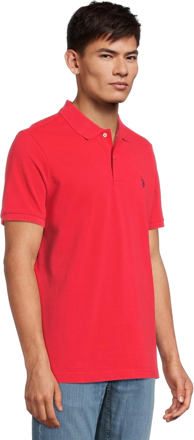 image:imageUS Polo Assn Mens Classic Polo Shirt TwoButton Closure Pique Polo Shirt Summer Fashion Golf ShirtUpstate Red