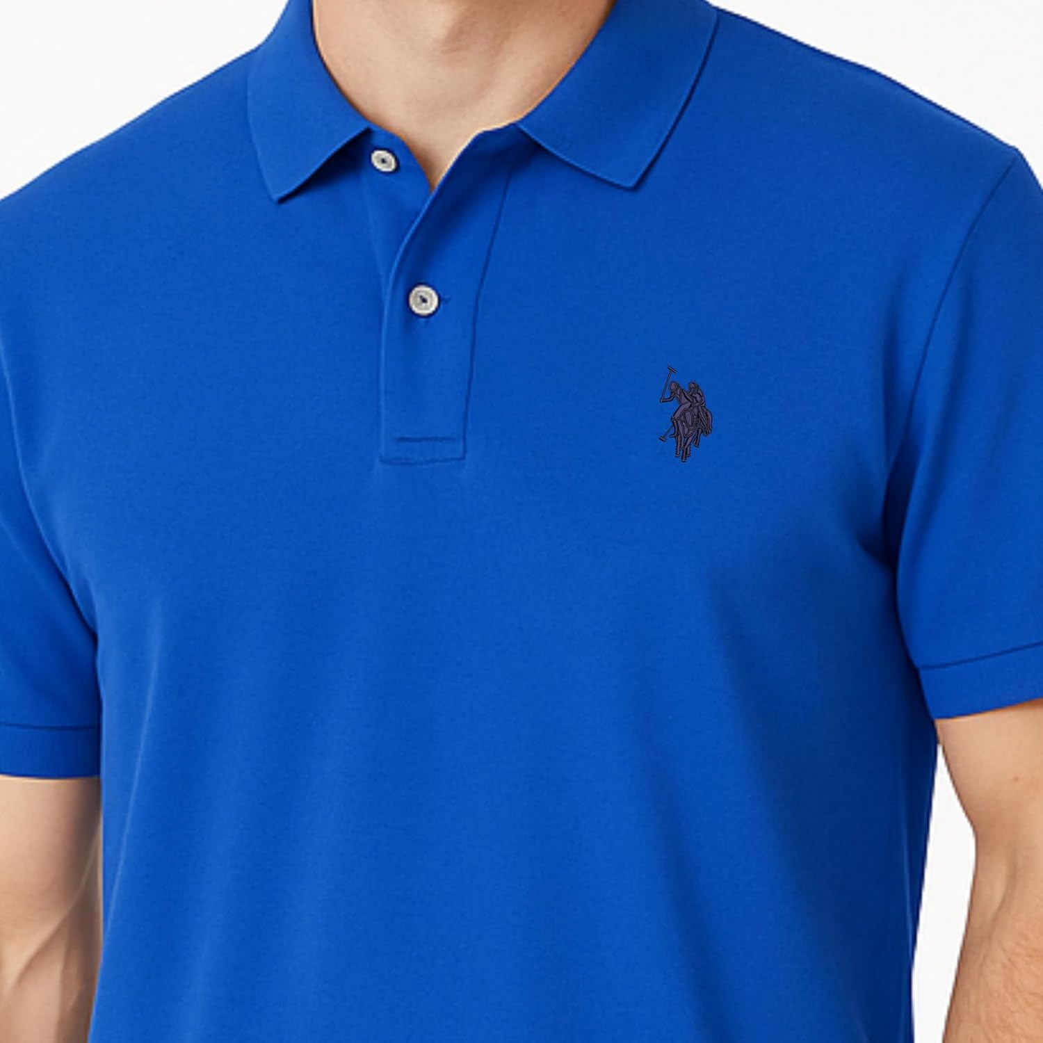 image:imageUS Polo Assn Mens Classic Polo Shirt TwoButton Closure Pique Polo Shirt Summer Fashion Golf ShirtWest Blue