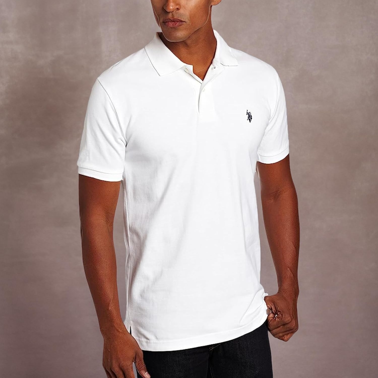 image:imageUS Polo Assn Mens Classic Polo Shirt TwoButton Closure Pique Polo Shirt Summer Fashion Golf ShirtWhite