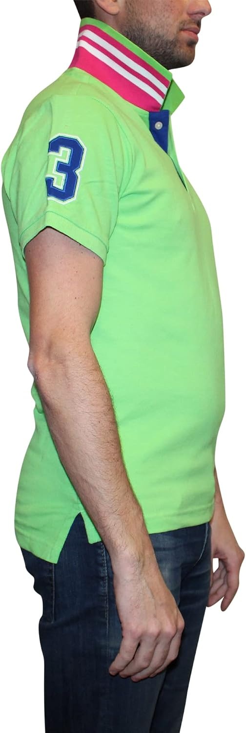 image:imageUS Polo Assn Mens ShortSleeve Polo Shirt with Applique Casual Summer Slim Fit Polo Shirt with Contrast ColorGreen Flash