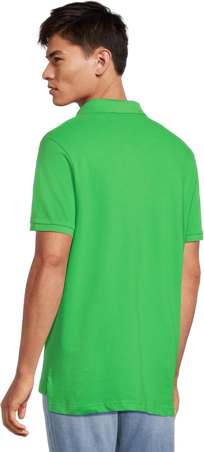 image:imageUS Polo Assn Mens ShortSleeve Polo Shirt with Applique Casual Summer Slim Fit Polo Shirt with Contrast ColorGreen Lawn