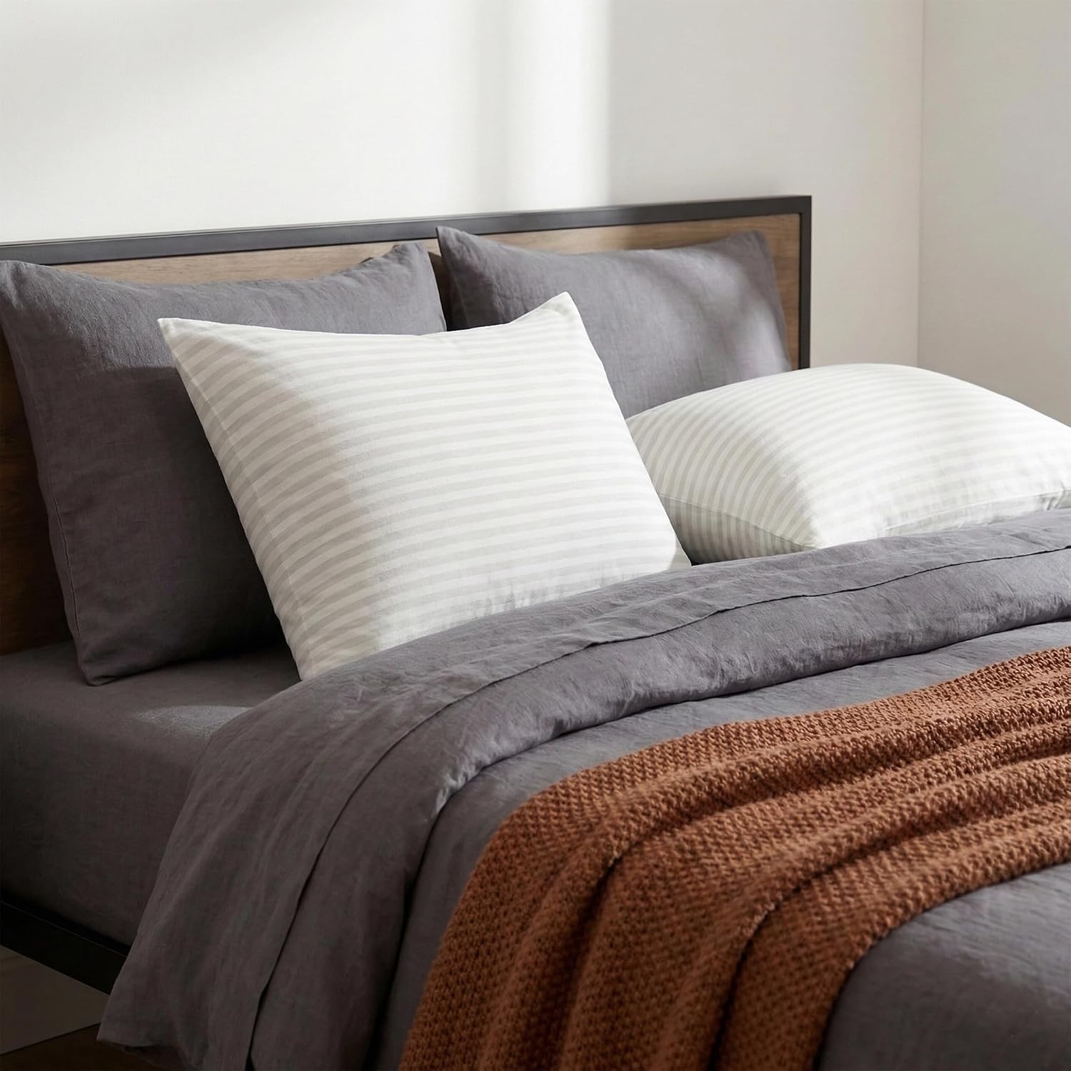 image:imageUS Polo Assn Signature Damask Stripe Jumbo Cotton Bed Pillow 2 Pack Soft Breathable Cover