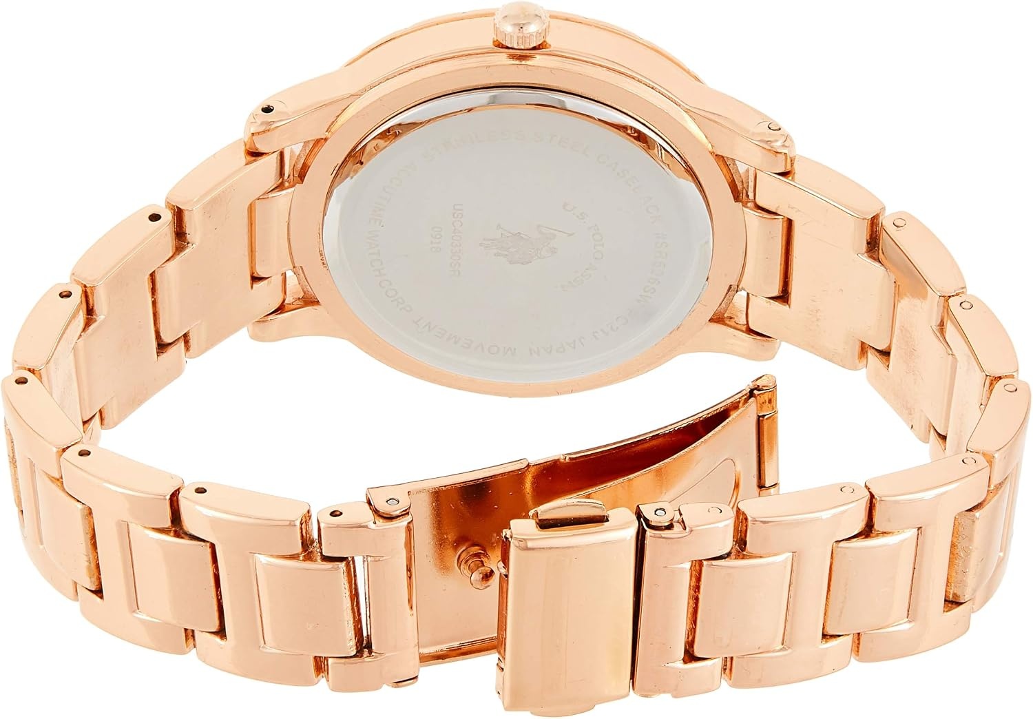 image:imageUS Polo Assn Womens Rose GoldTone Watch Elegant Crystal Bezel Durable Bracelet and Quartz Movement Perfect for Everyday Style or Special Occasions