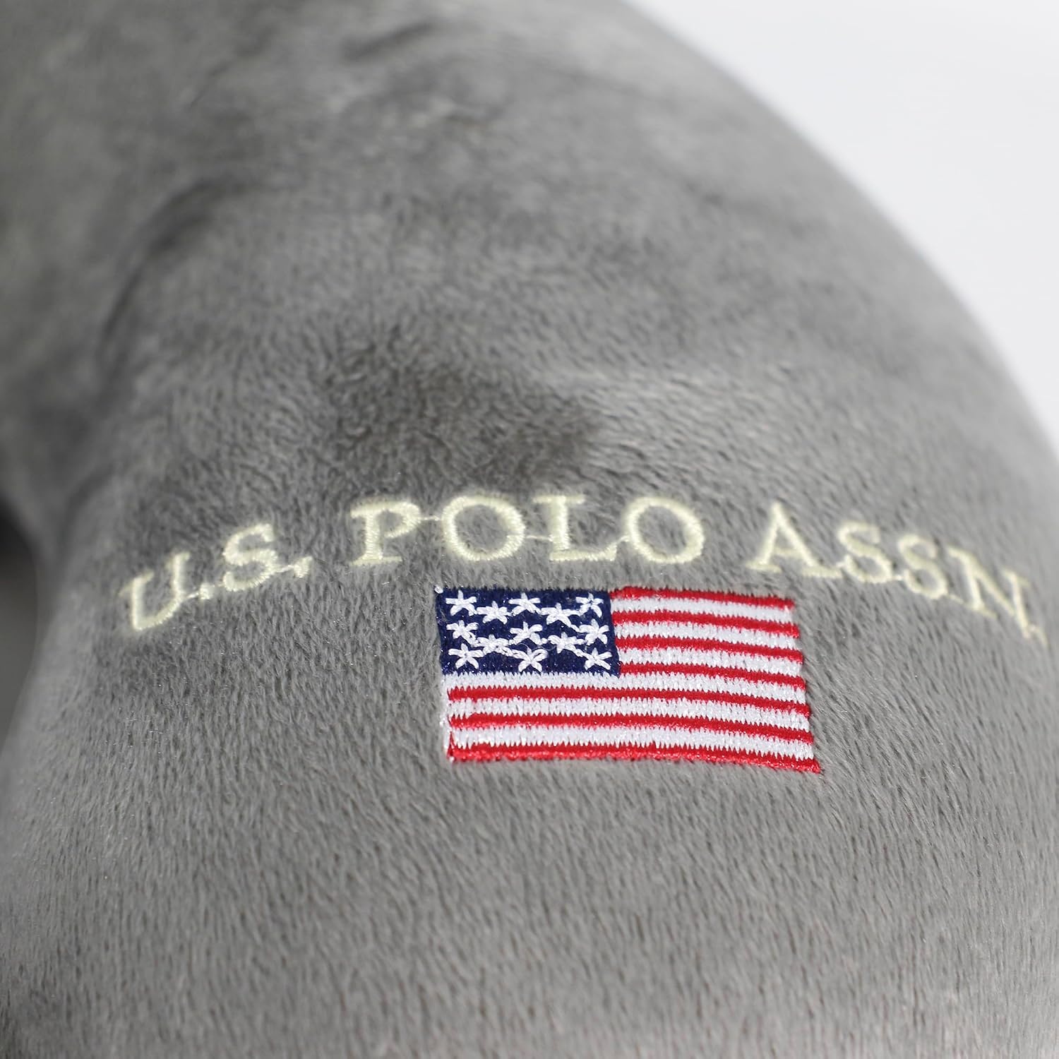 image:imageUS Polo Association Ultra Soft Velvet Velour Plush Memory Foam Travel Neck Pillow BlackCloud Grey