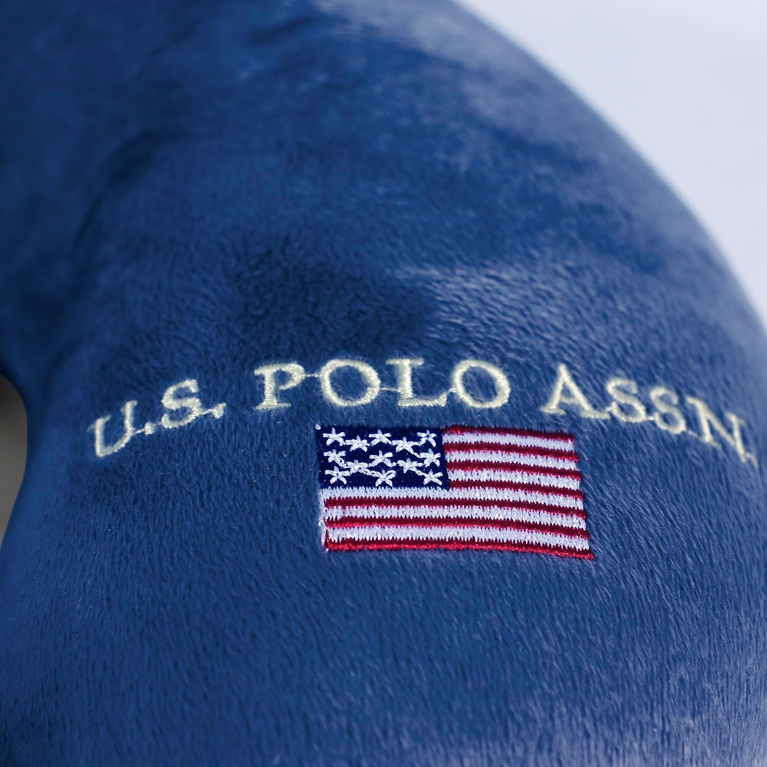 image:imageUS Polo Association Ultra Soft Velvet Velour Plush Memory Foam Travel Neck Pillow BlackNavy
