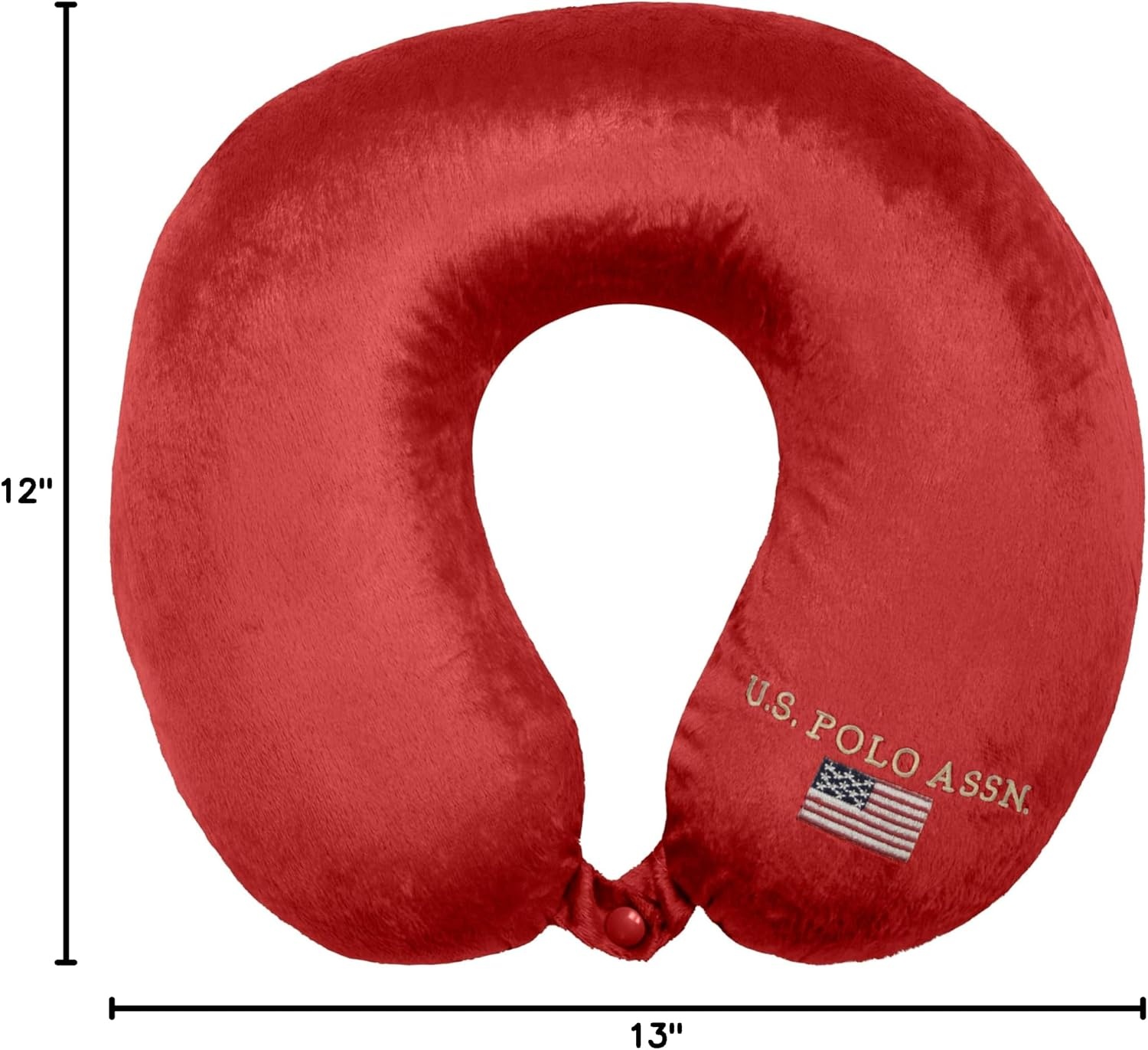 image:imageUS Polo Association Ultra Soft Velvet Velour Plush Memory Foam Travel Neck Pillow BlackRed