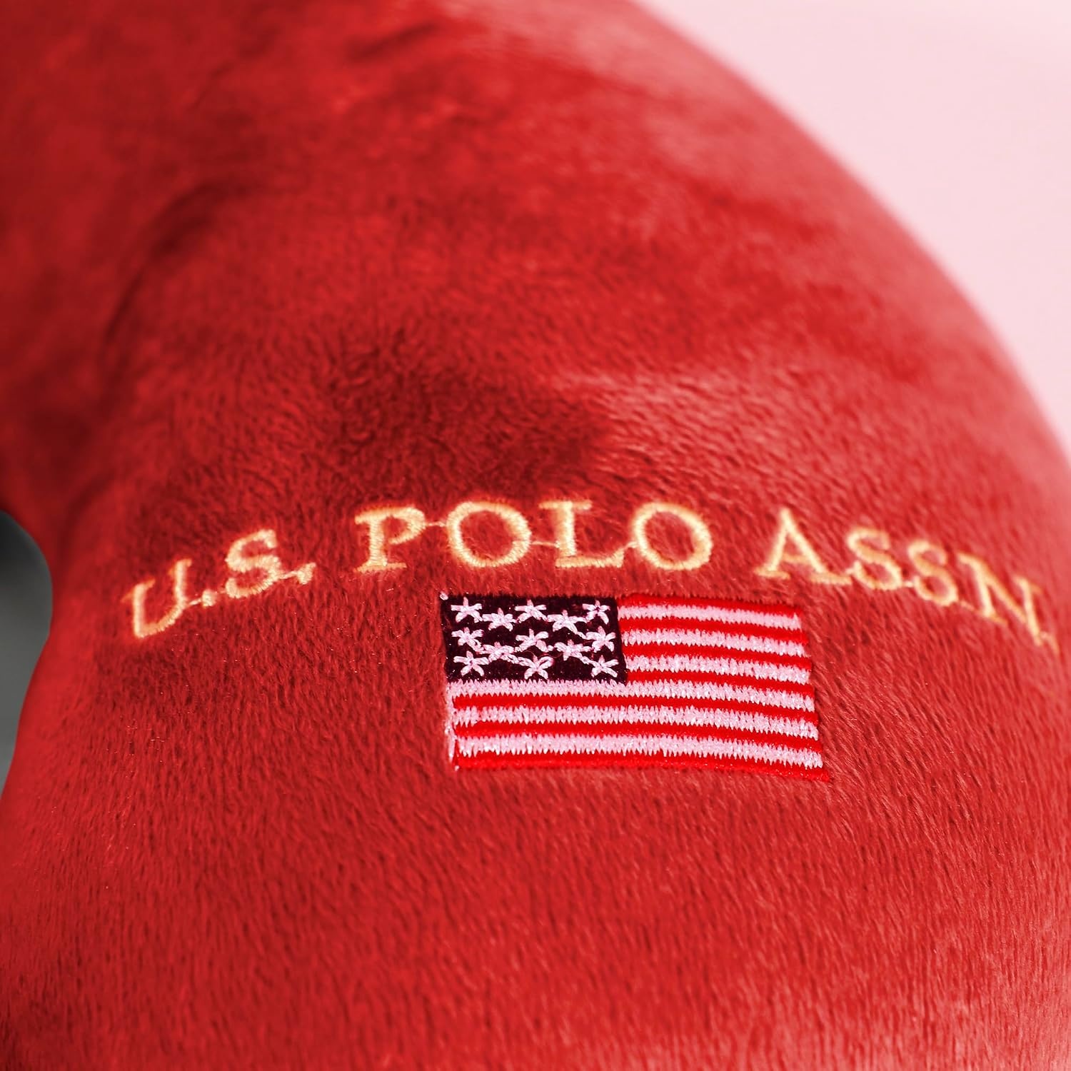 image:imageUS Polo Association Ultra Soft Velvet Velour Plush Memory Foam Travel Neck Pillow BlackRed
