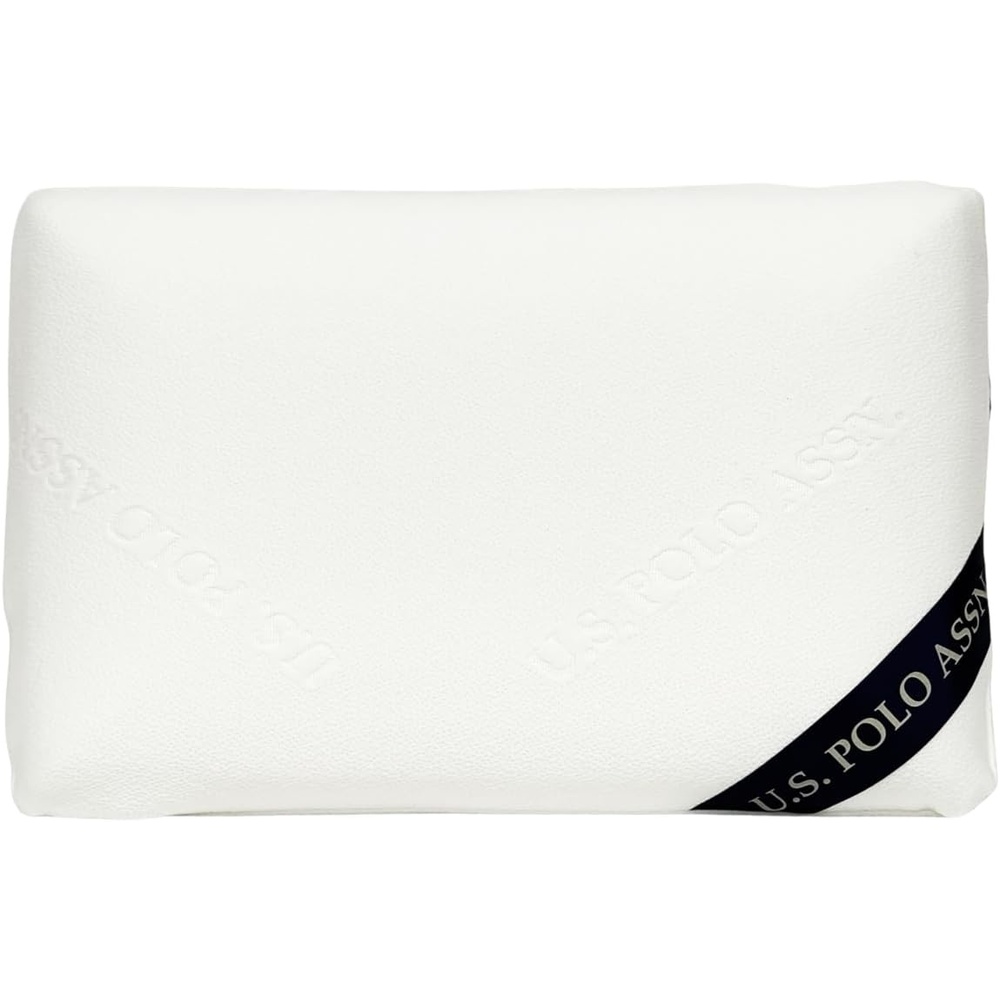 image:imageUS POLO ASSN Classic Memory Foam Pillow 21 x 13 x 4 inches White Removable Cover