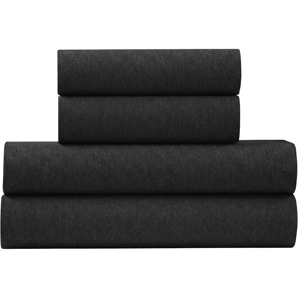 image:imageUS POLO ASSN Jersey Knit Sheet Set Cotton Blend TShirt amp Pajama Feel Deep Pocket WrinkleResistant Cooling amp Breathable Everyday Comfort StretchBlack