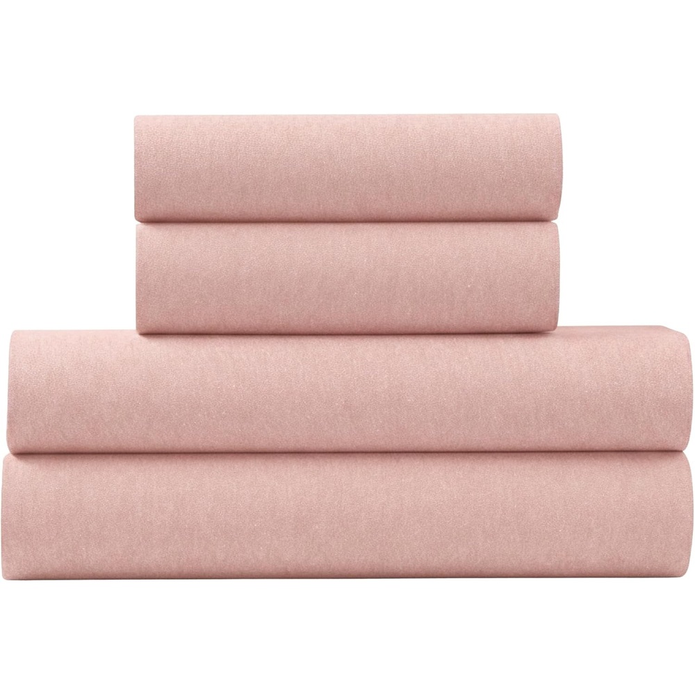 image:imageUS POLO ASSN Jersey Knit Sheet Set Cotton Blend TShirt amp Pajama Feel Deep Pocket WrinkleResistant Cooling amp Breathable Everyday Comfort StretchBlush