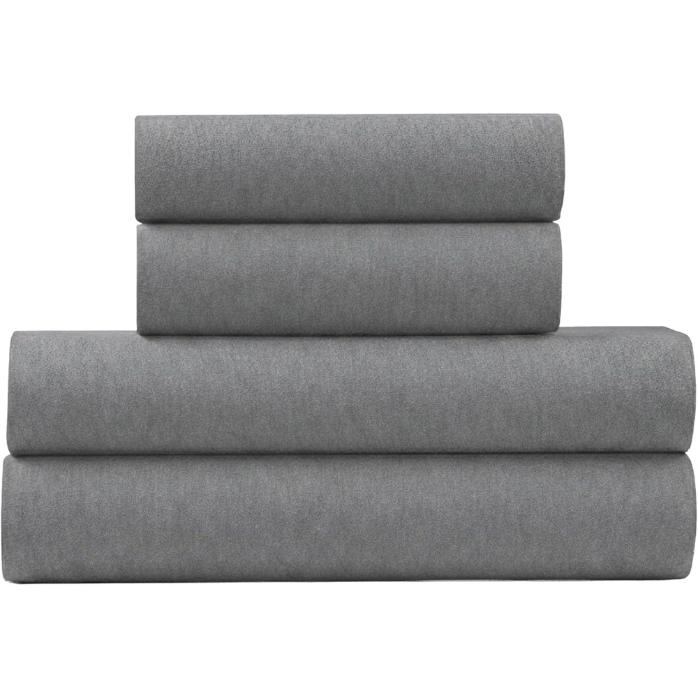image:imageUS POLO ASSN Jersey Knit Sheet Set Cotton Blend TShirt amp Pajama Feel Deep Pocket WrinkleResistant Cooling amp Breathable Everyday Comfort StretchHeather Grey