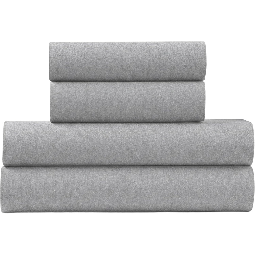 image:imageUS POLO ASSN Jersey Knit Sheet Set Cotton Blend TShirt amp Pajama Feel Deep Pocket WrinkleResistant Cooling amp Breathable Everyday Comfort StretchHeather Light Grey