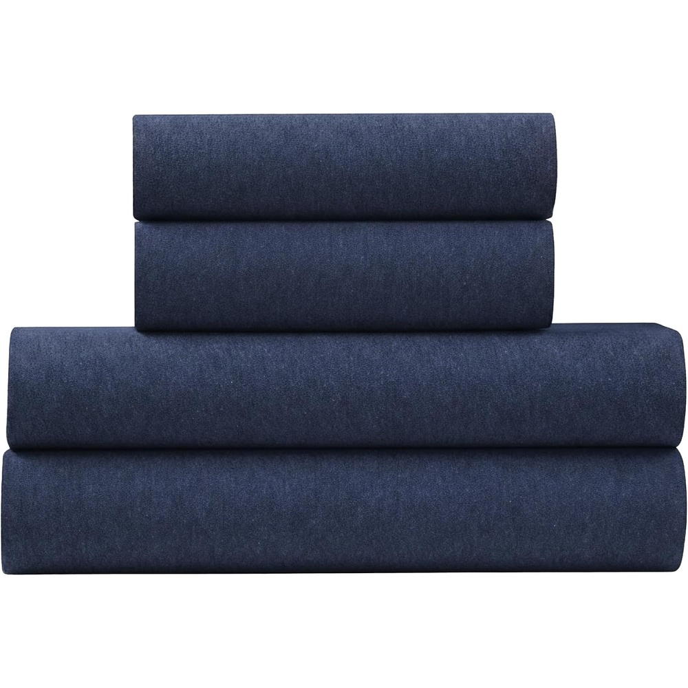image:imageUS POLO ASSN Jersey Knit Sheet Set Cotton Blend TShirt amp Pajama Feel Deep Pocket WrinkleResistant Cooling amp Breathable Everyday Comfort StretchNavy