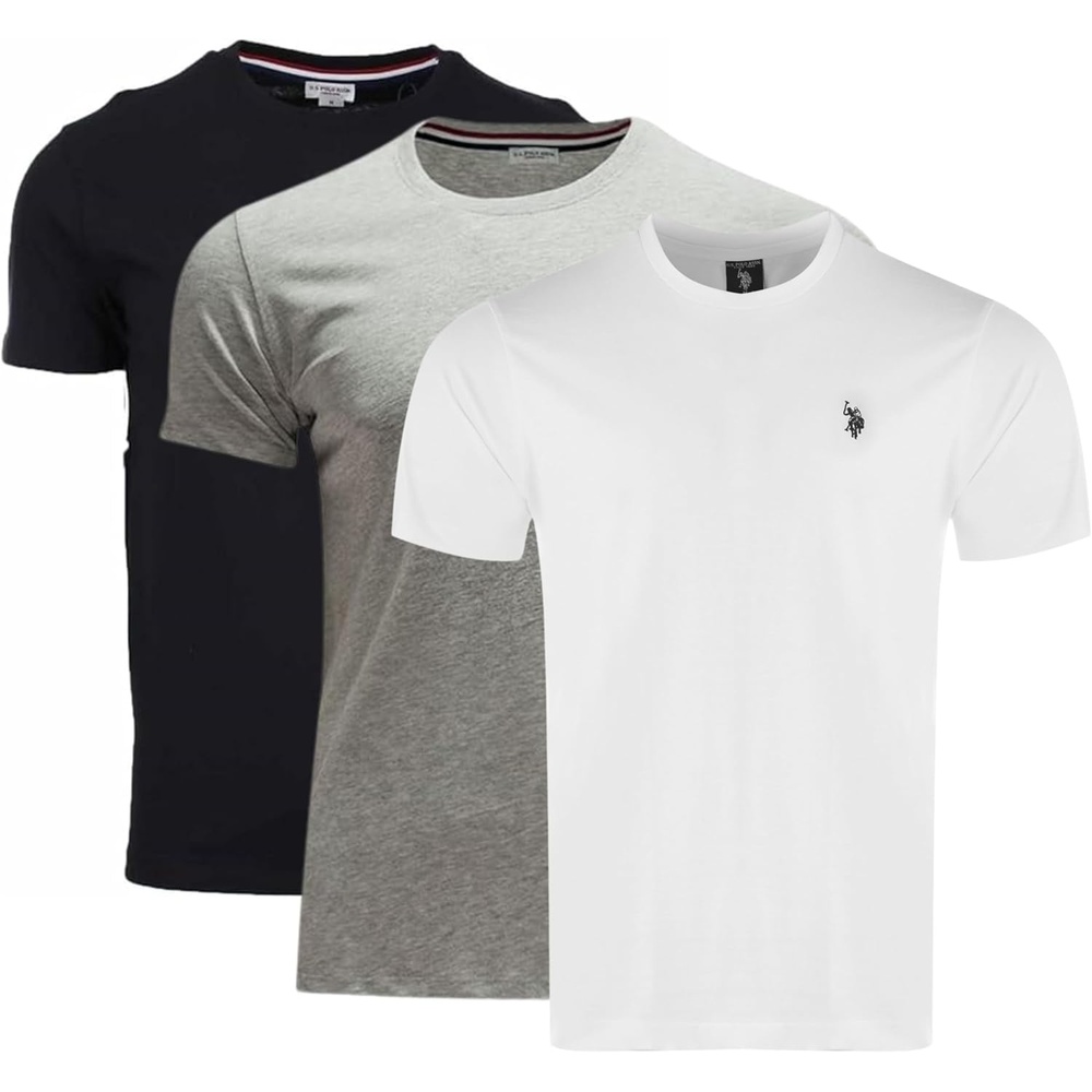 image:imageUS POLO ASSN Mens Crew Neck Pony TShirtHeather GreyWhiteBlack