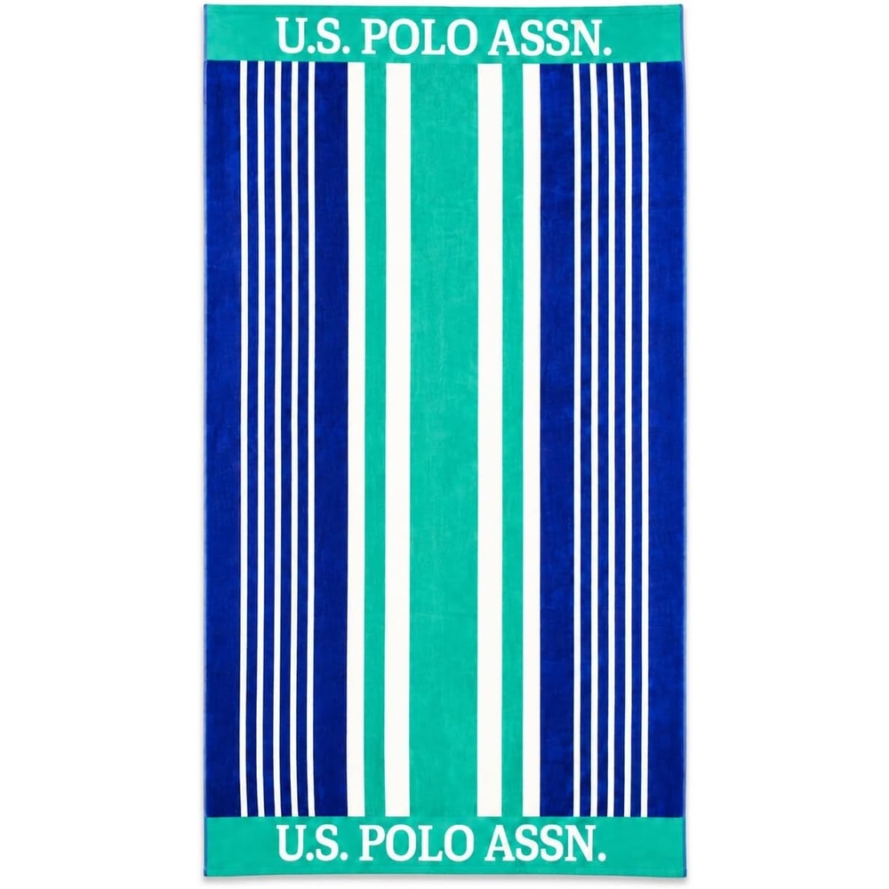 image:imageUS POLO ASSN Oversized Beach and Pool Towel 100 Cotton Velour 40 x 70 Inch Lightweight Absorbent for Beach Pool or Spa 1 Bon VoyageGreen West Coast