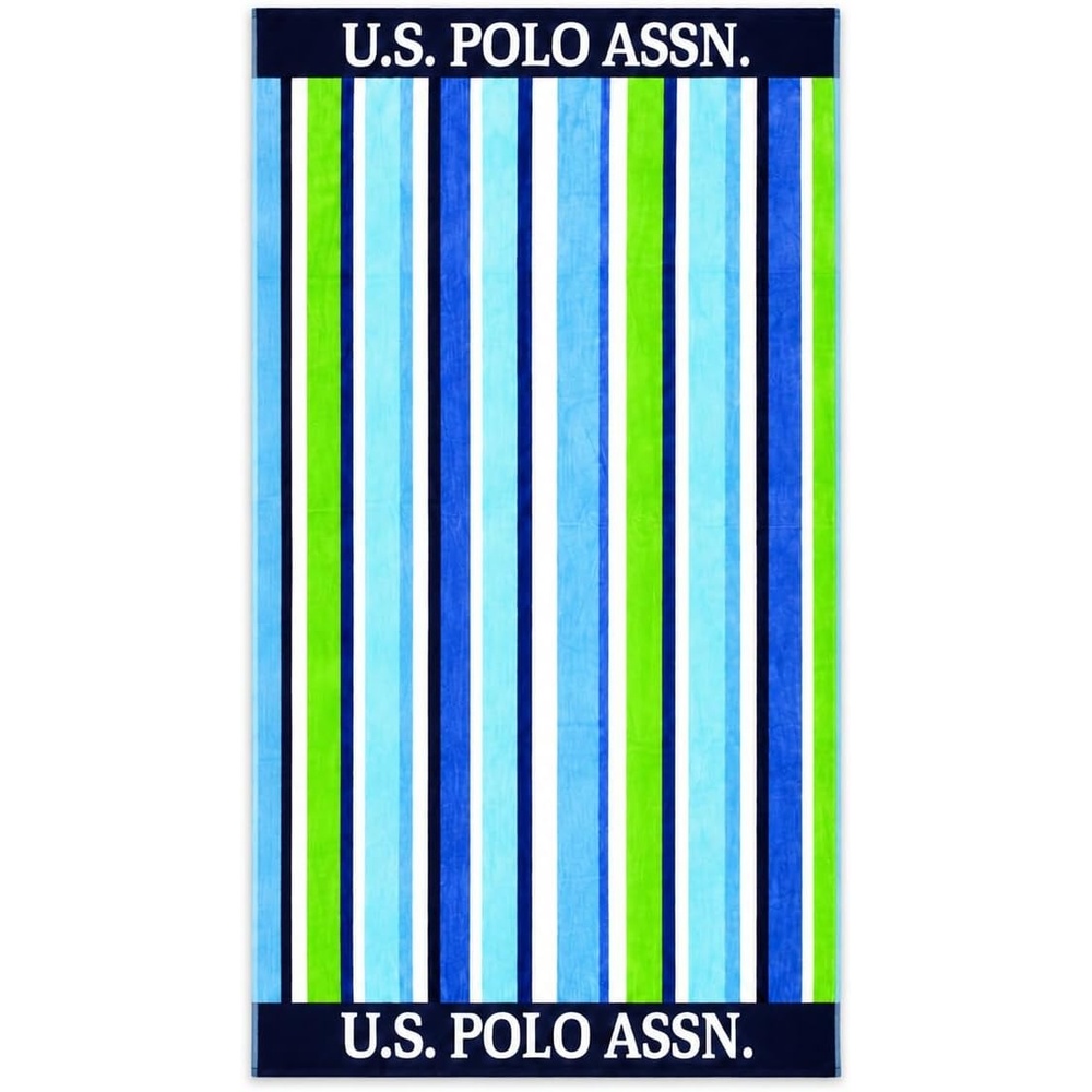 image:imageUS POLO ASSN Oversized Beach and Pool Towel 100 Cotton Velour 40 x 70 Inch Lightweight Absorbent for Beach Pool or Spa 1 Bon VoyageMyrtle