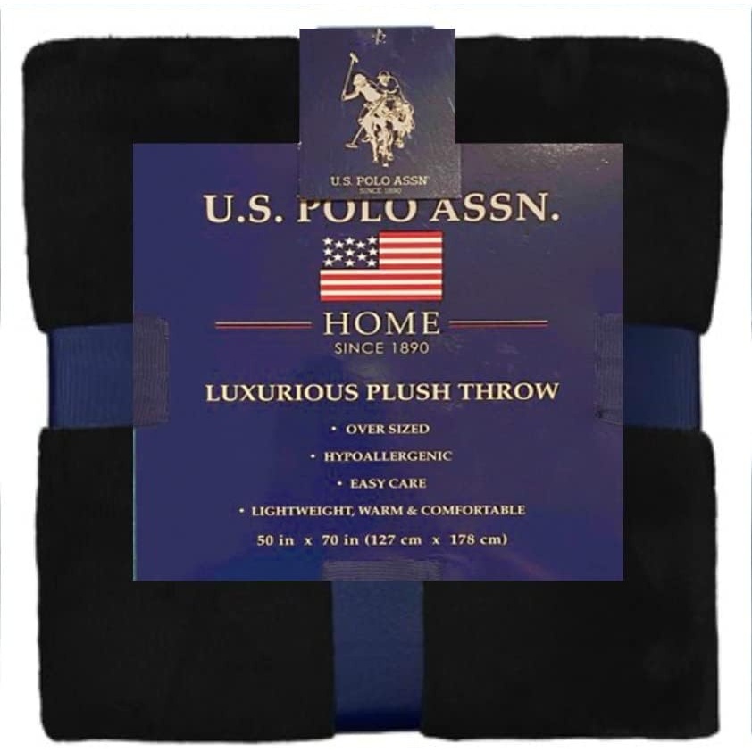 image:imageUS POLO ASSN Oversized Lightweight Throw Blanket for BedSofa  Soft Fleece Couch Blankets and Throws  Cozy Decorative Bedding  50x70BlackBlack