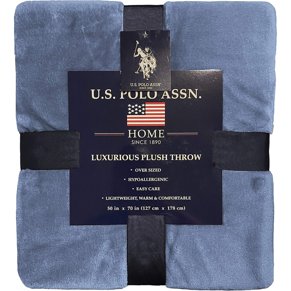 image:imageUS POLO ASSN Oversized Lightweight Throw Blanket for BedSofa Soft Fleece Couch Blankets and Throws Cozy Decorative Bedding 50x70BlackZenith Blue